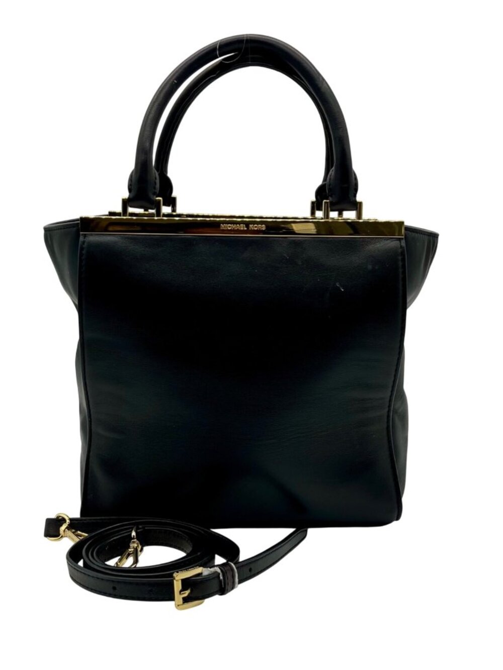 Michael Kors Black Leather Lana Convertible Satchel Bag